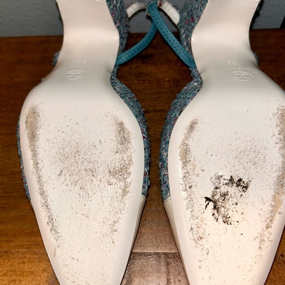 Chanel Women's Blue Tweed Slingbacks - Picture 6 of 7
